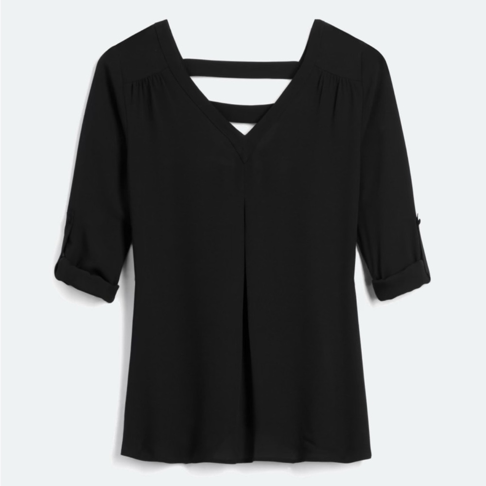 Black V-Neck Women's Top